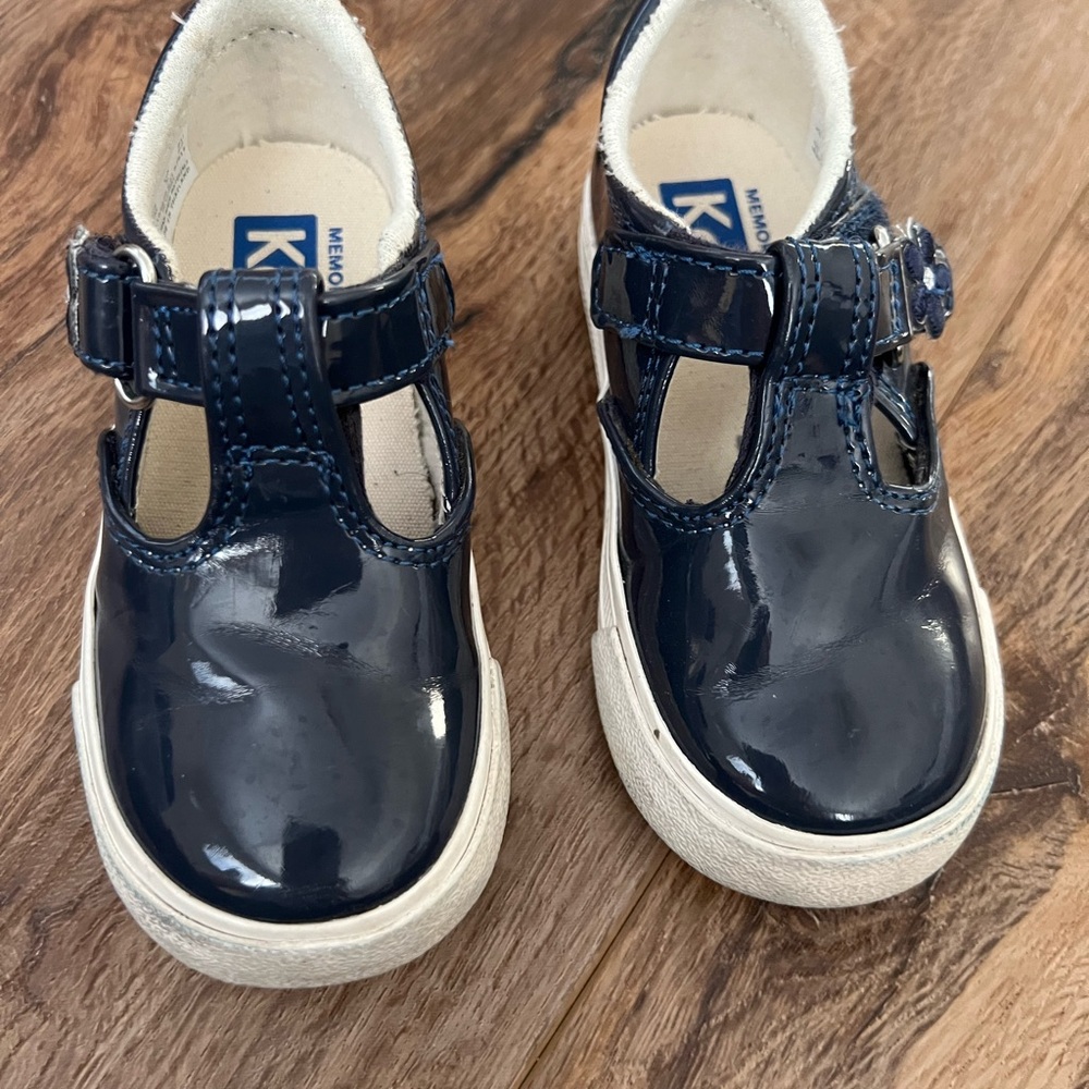 Keds Blue Dress Shoes with Patent Leather and Secure Strap
